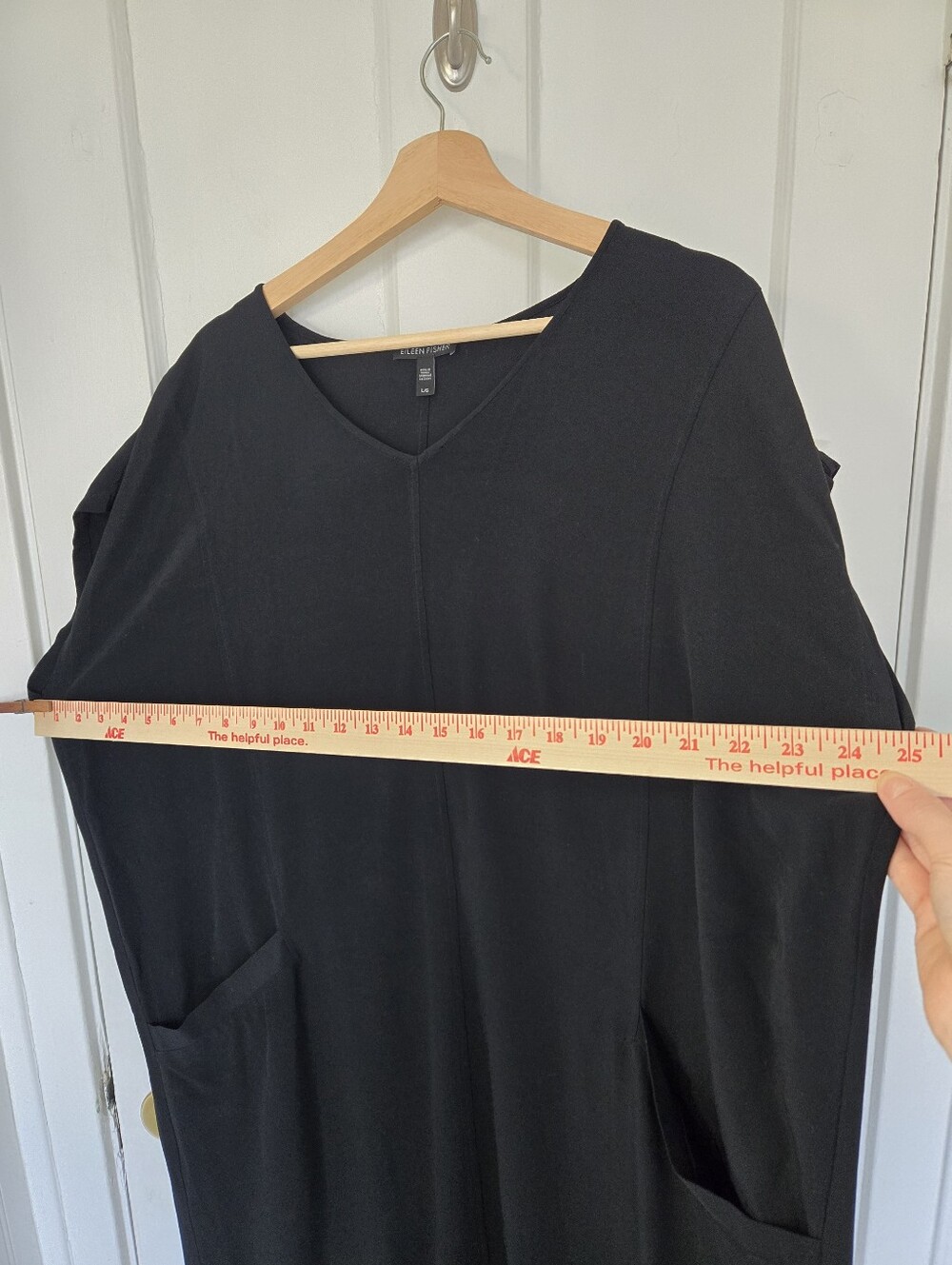 Eileen Fisher Women's Tencel Midi Dress Size L Minimalist LBD Lagenlook Capsule - Picture 7 of 7